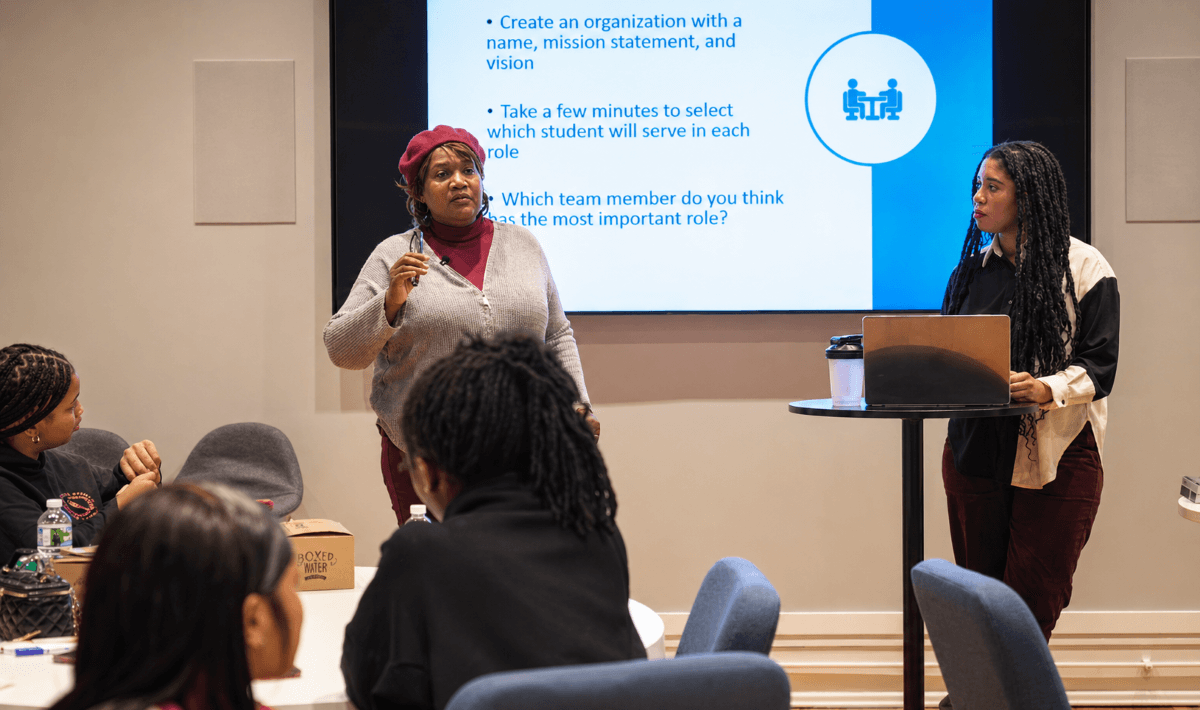 Students participating in a leadership workshop in Chicago
